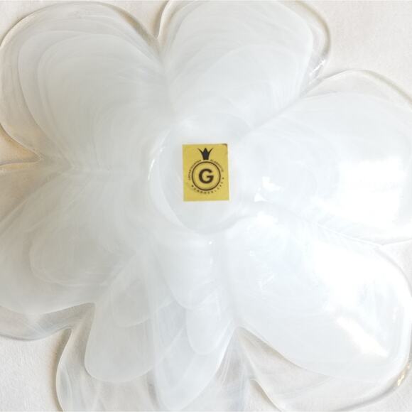 Vintage Obestdorfer Glashutte Mundgeblasen Open Flower Blown Glass Art Bowl Dish - Picture 13 of 16